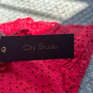 City Studio red off the shoulder Eyelet dress size 1 juniors